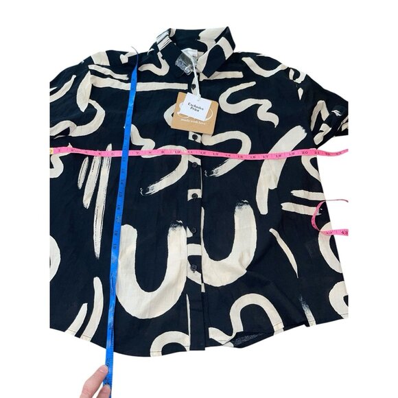 Seven Wonders York Shirt Womens Size 8 Black Sand Exclusive Oversized Blouse - Picture 7 of 12